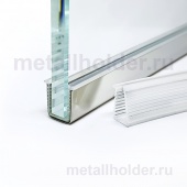 П-профиль для стекла 8мм с силиконовым уплотнителем, нержавеющая сталь